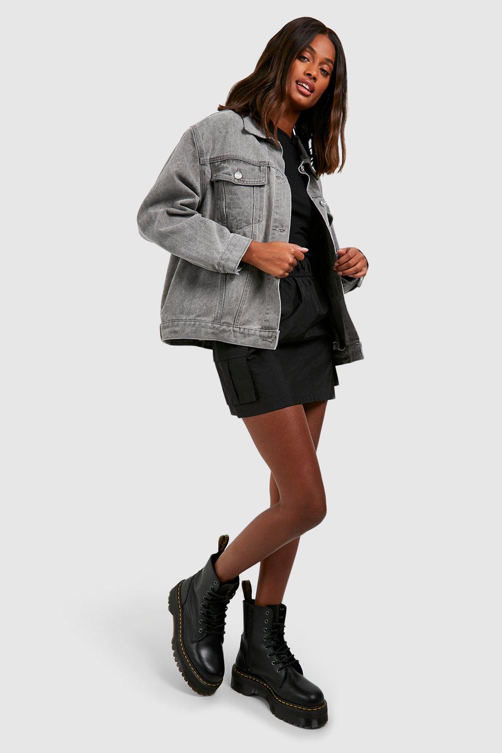 Grey black hot sale denim jacket